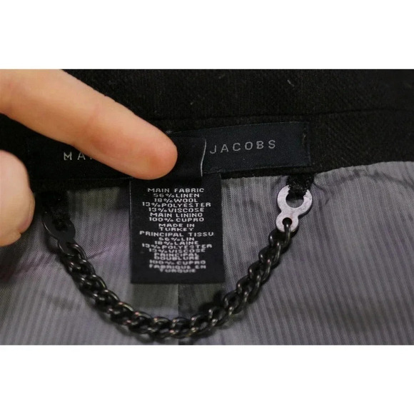 Marc by Marc Jacobs Brown/Black Herringbone Wool-Linen 2Btn Blazer Jacket XL 42L - Picture 10 of 10